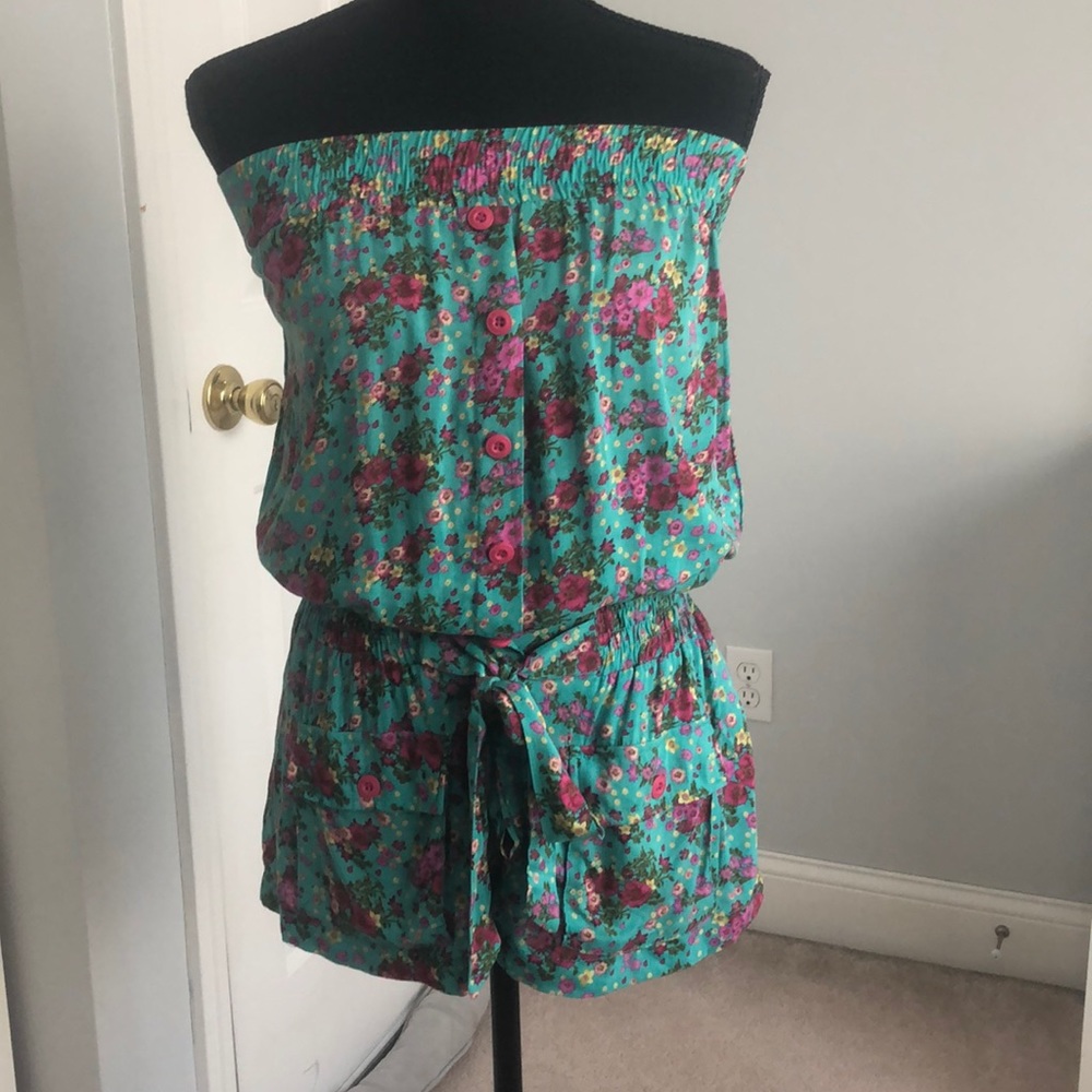 Strapless Floral Romper